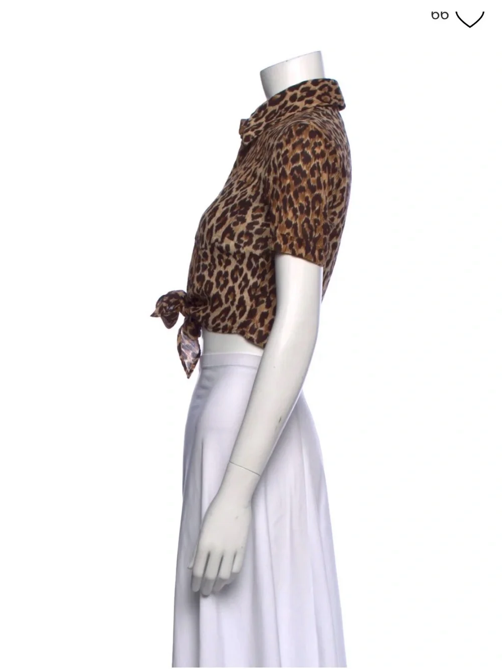 D&G Dolce & Gabbana Leopard Print Tie-Front Cropped Button-Down Shirt